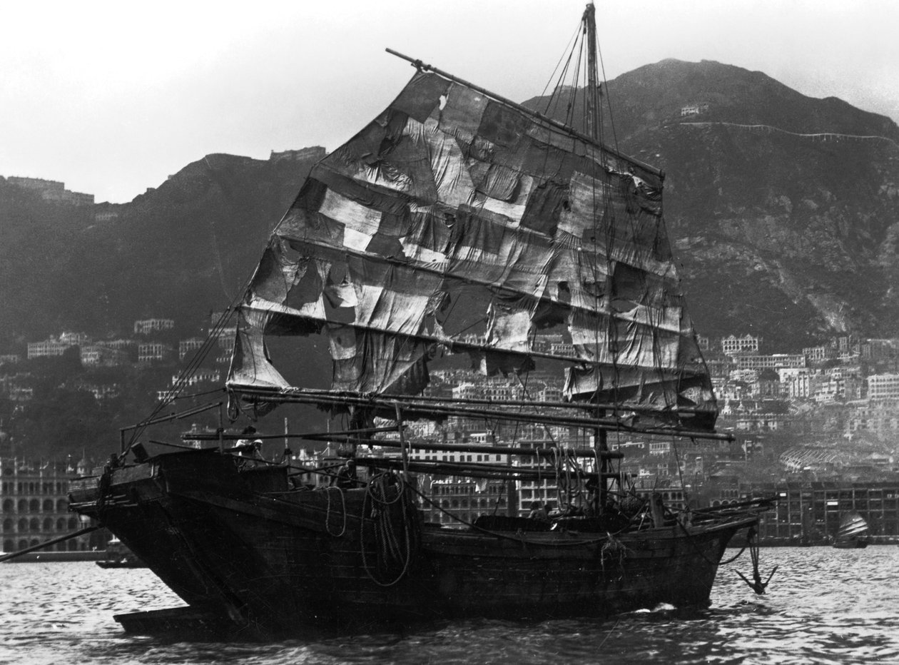 Barco chino en un puerto, siglo XX de Unbekannt