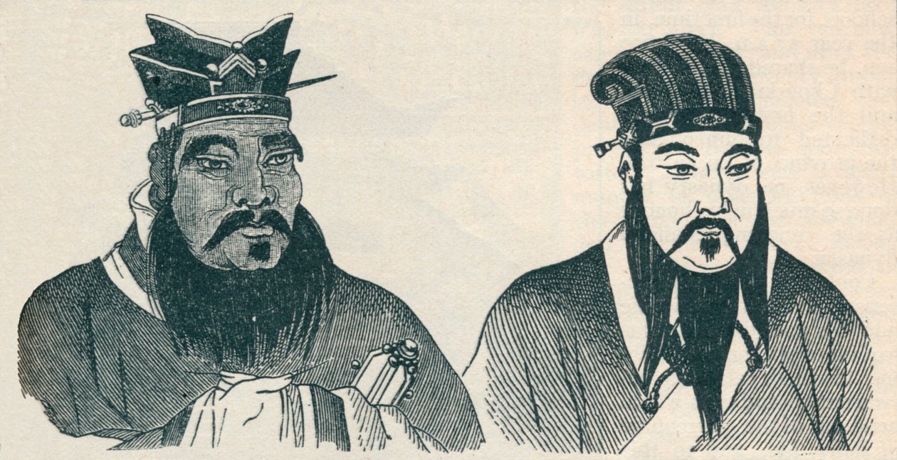 Retratos chinos de Confucio y su gran seguidor Mencio, 1907 de Unbekannt