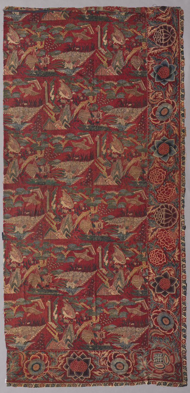 Cubrecama o colgante de chintz con un patrón inspirado en Japón, mitad derecha, primera mitad del siglo XVIII de Unbekannt