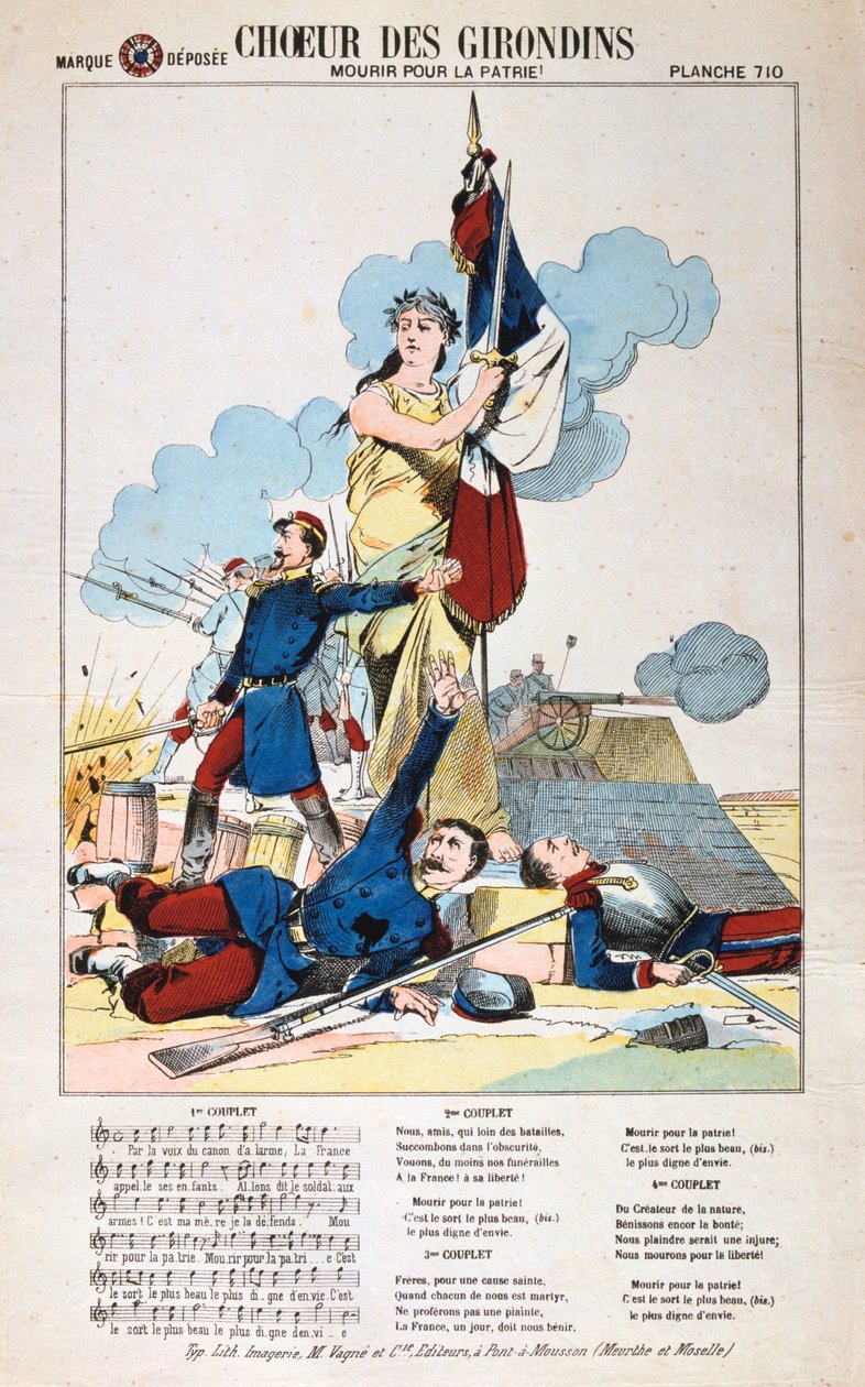 Choeur des Girondins, hoja de canción, guerra franco-prusiana, 1870-1871 de Unbekannt