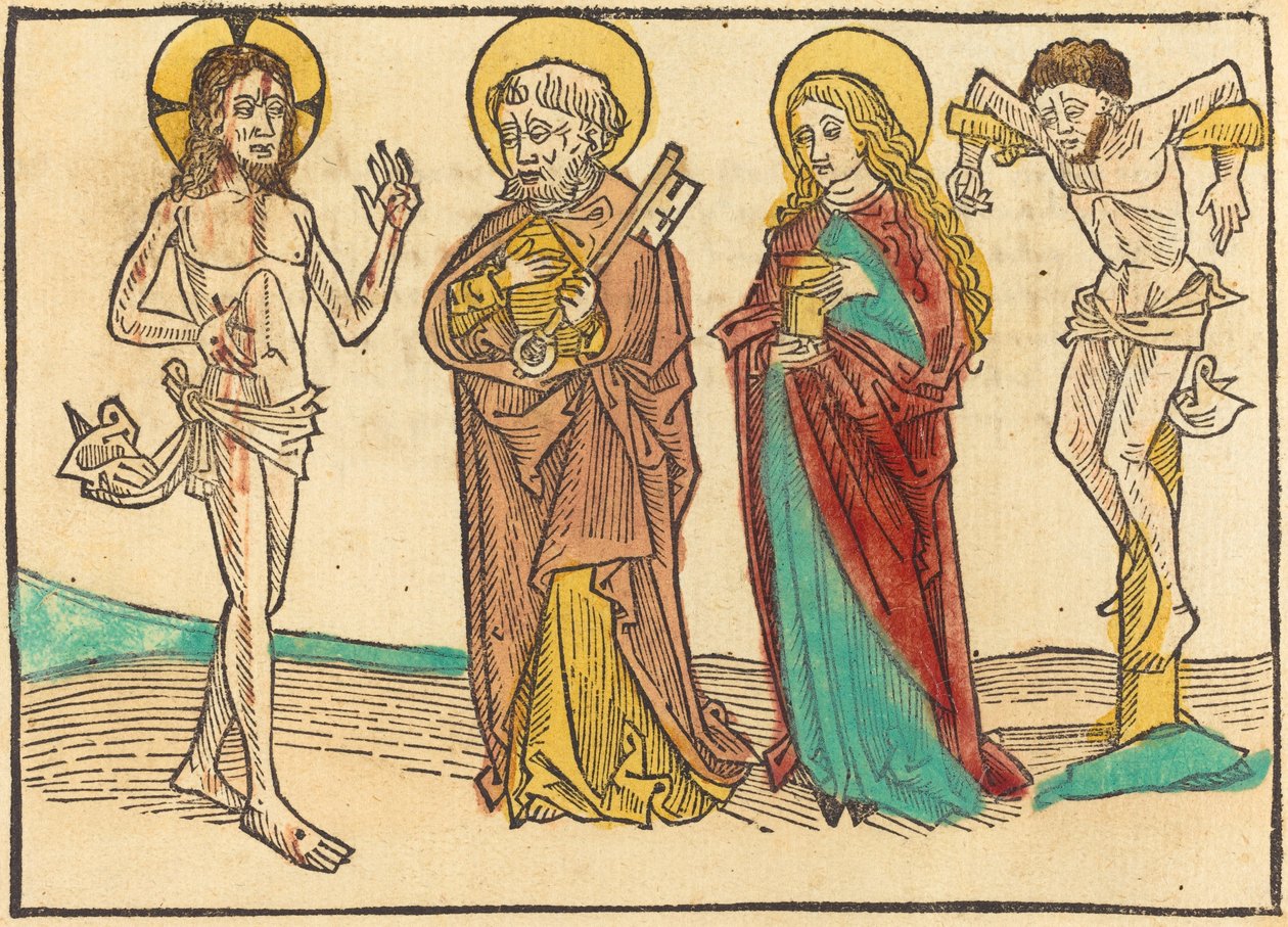 Cristo mostrando sus heridas a Pedro, la Magdalena y el buen ladrón de Unbekannt