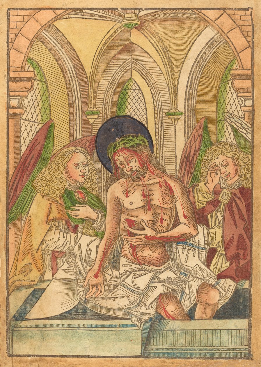 Cristo en la tumba con dos ángeles, 1490-1500 de Unbekannt