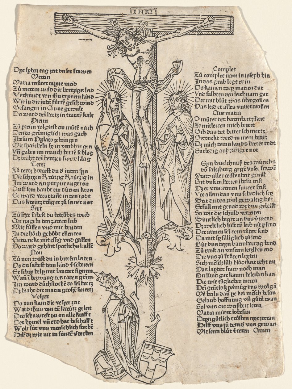 Cristo en la Cruz con el Papa Pío II, c. 1475 de Unbekannt