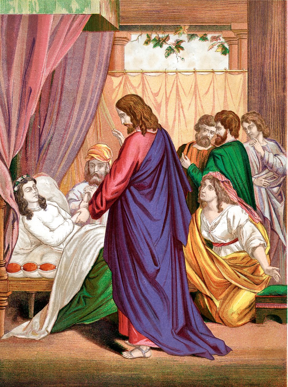 Cristo resucitando a la hija de Jairo, gobernador de la sinagoga, de entre los muertos, mediados del siglo XIX de Unbekannt