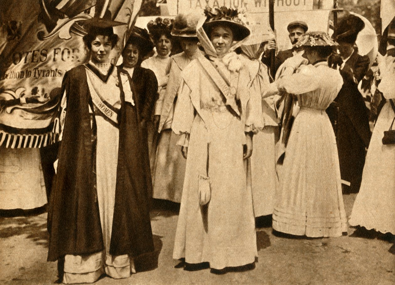 Christabel Pankhurst y Emmeline Pethick-Lawrence, Hyde Park, Londres, 21 de junio de 1908 de Unbekannt