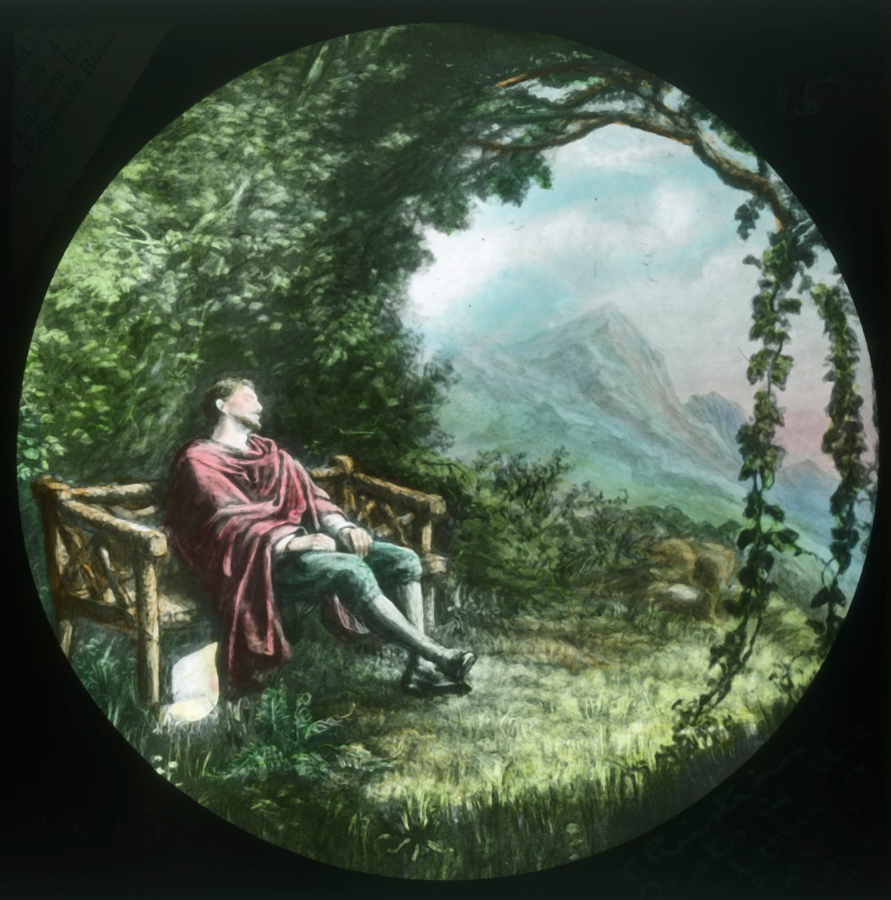 Cristiano descansa en el cenador y pierde su pergamino, c1910 de Unbekannt