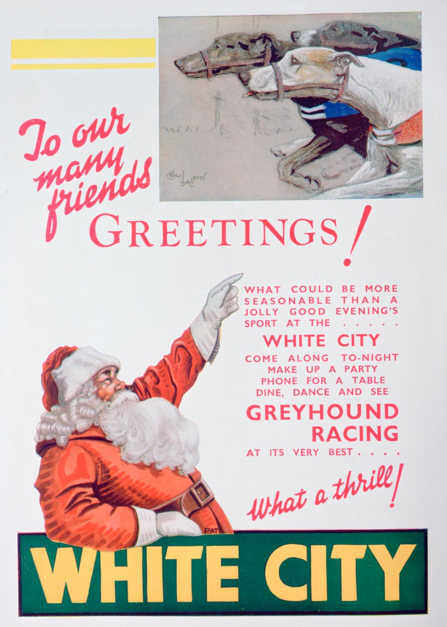 Anuncio navideño para la pista de galgos White City, Londres de Unbekannt