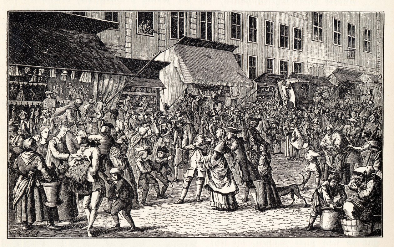 Mercado navideño en Berlín, 1776 de Unbekannt