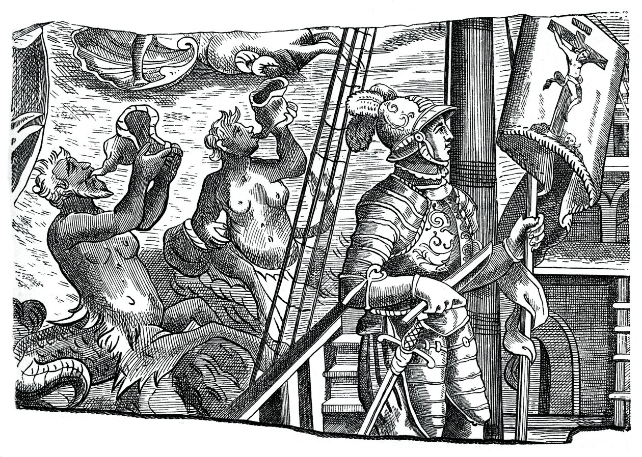 Cristóbal Colón a bordo de su barco, durante su primer viaje al oeste, siglo XVI, 1870 de Unbekannt