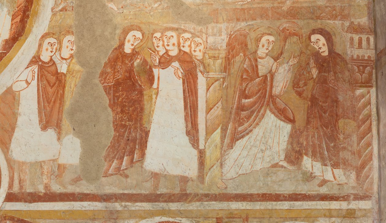 Iglesia (Église Saint-Martin). Interior. Pinturas murales (fresco). Pared oeste de la nave. (detalle) de Unbekannt