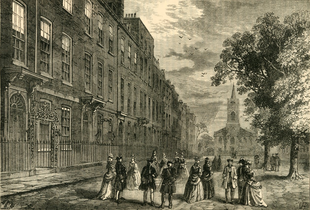 Church Row, Hampstead, en 1750, c. 1876 de Unbekannt