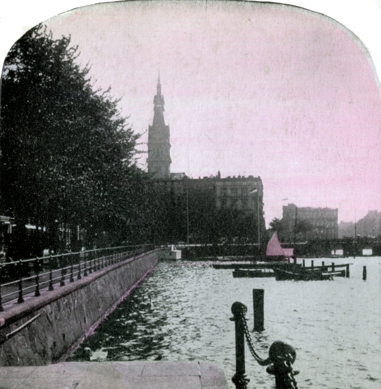 Ayuntamiento y el Alster, Hamburgo, Alemania, finales del siglo XIX de Unbekannt