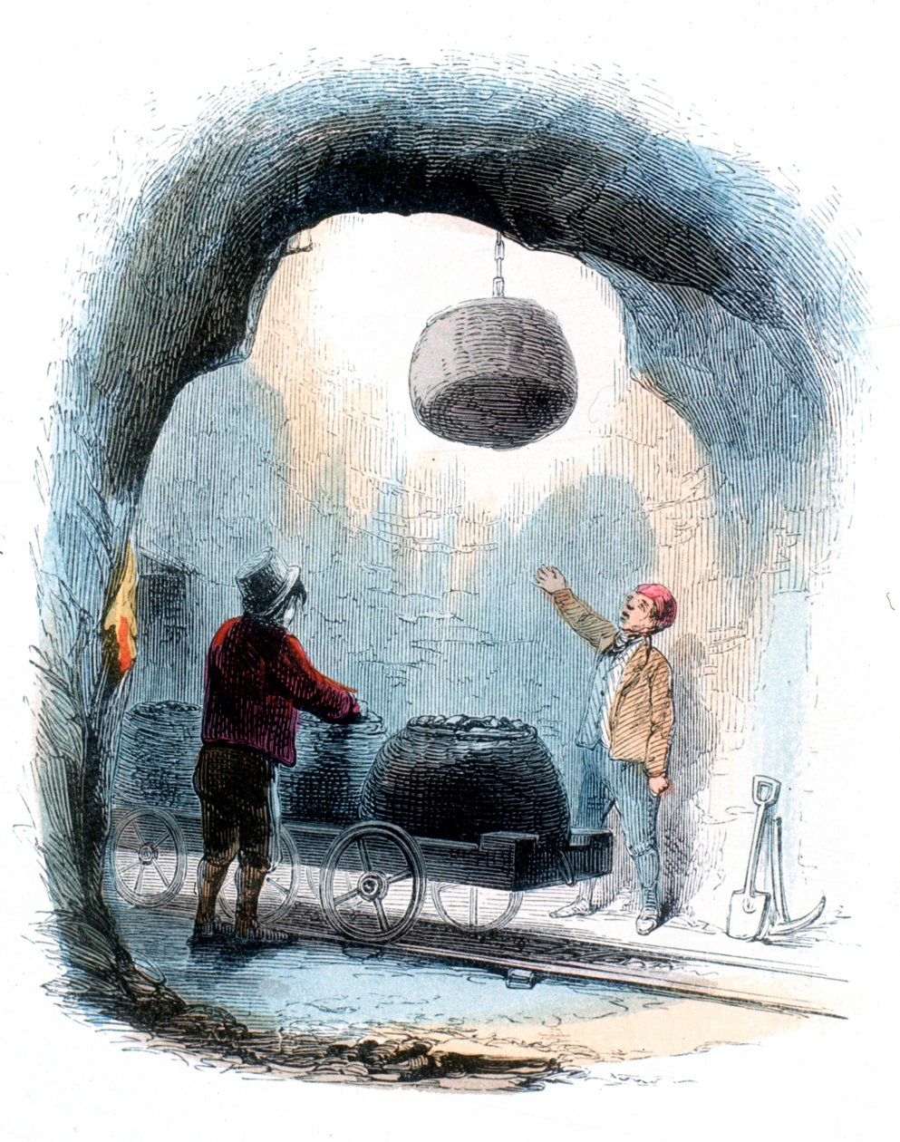 Minería de carbón: enviando cestas de carbón a la superficie de una mina, 1852 de Unbekannt