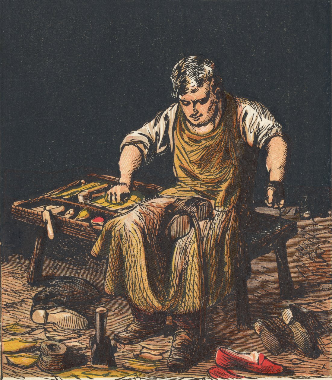 Zapatero remendando botas, 1867 de Unbekannt