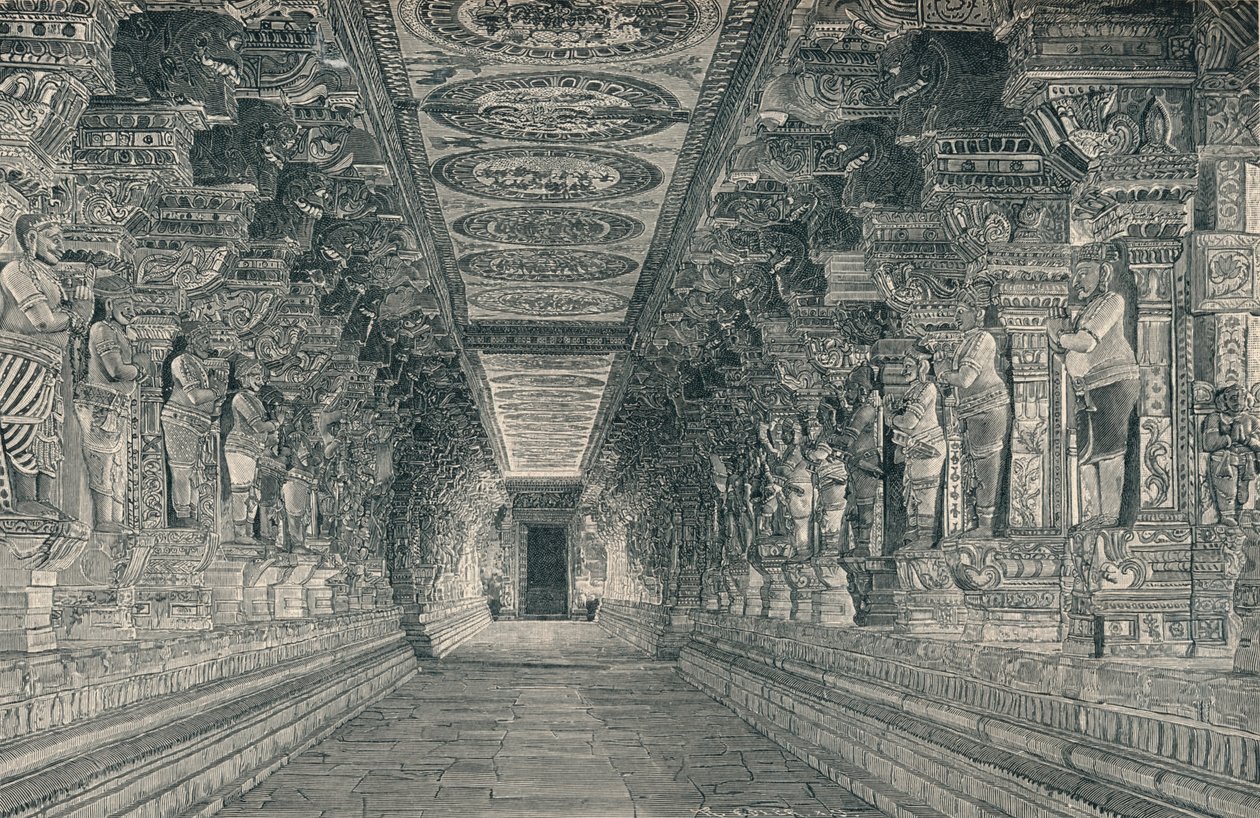 Columnata en el Interior del Templo Hindú en la Isla de Rameswaram, India del Sur, c. 1903 de Unbekannt