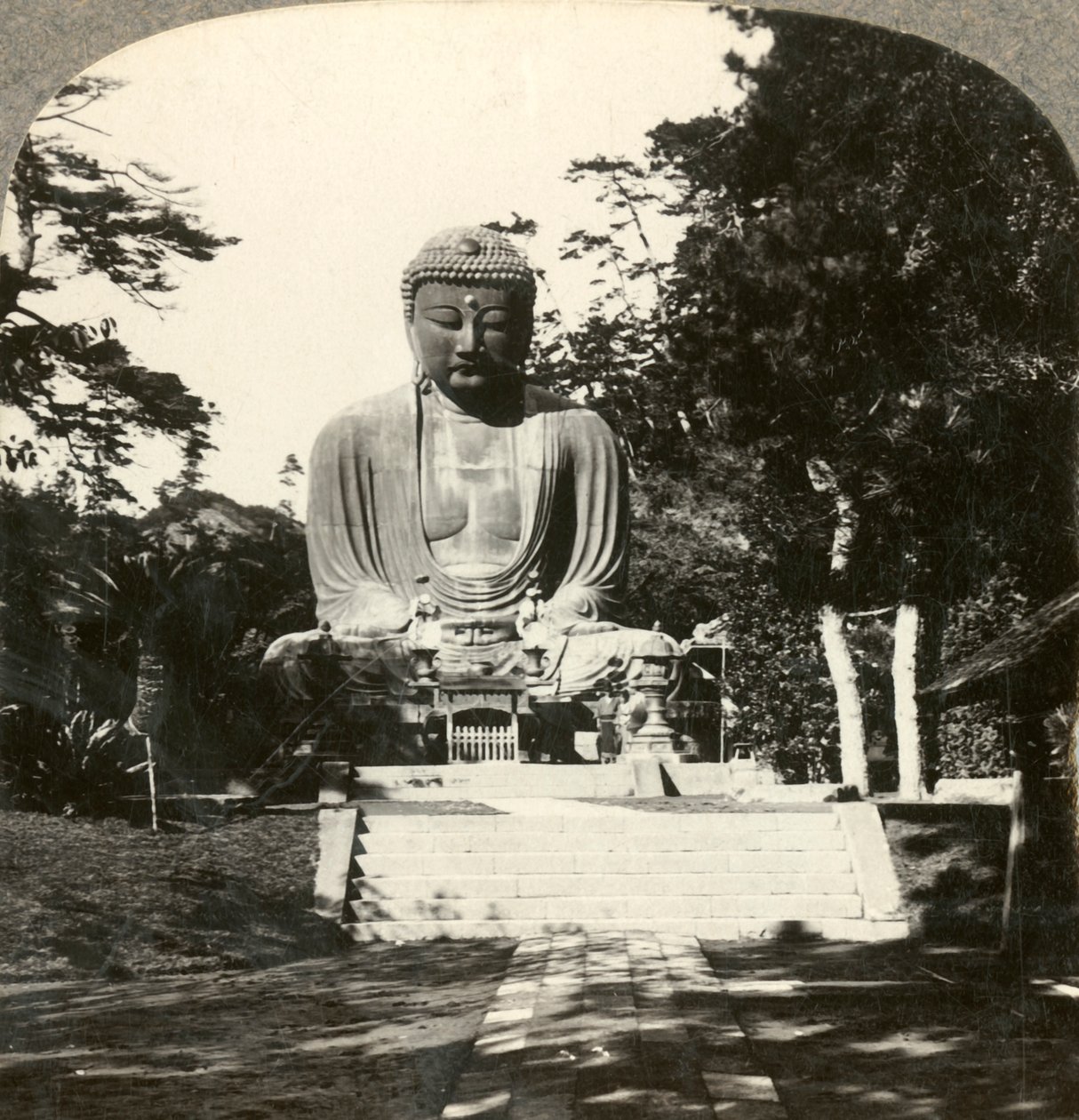 Estatua colosal de Buda, reverenciada por los japoneses, en un templo selvático, Kamakura, Japón, c. 1900 de Unbekannt