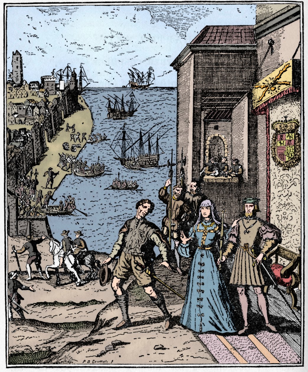 Colón con Fernando e Isabel, 3 de agosto de 1492, 1912 de Unbekannt