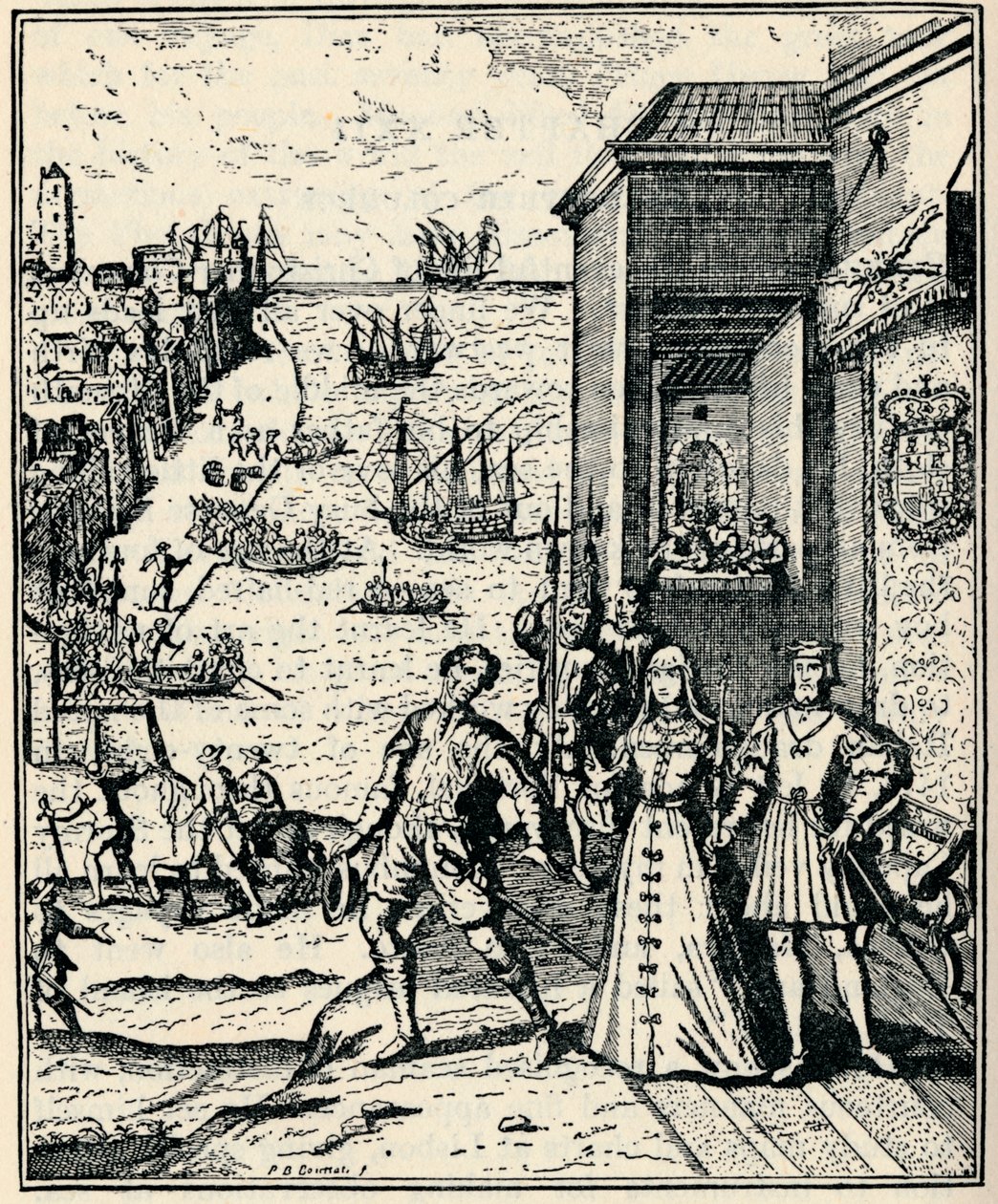 Colón con Fernando e Isabel, 3 de agosto de 1492, 1912 de Unbekannt