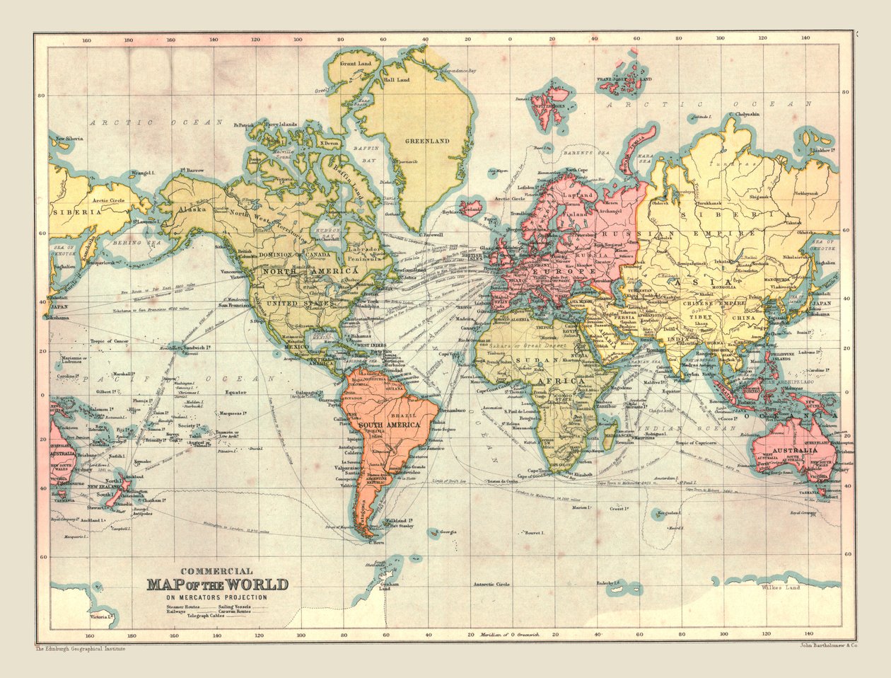 Mapa comercial del mundo, 1902 de Unbekannt