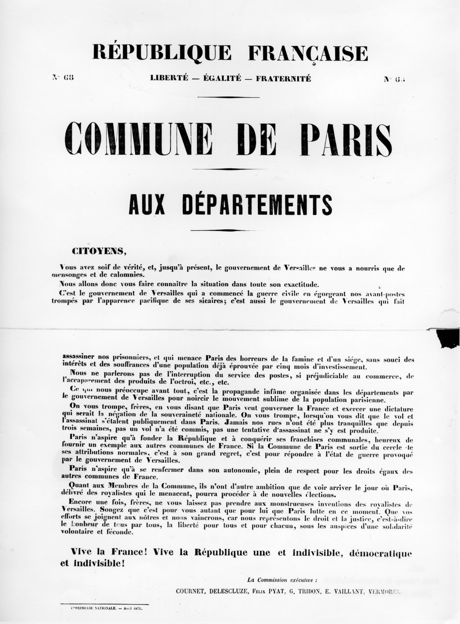 Comuna de París, de los carteles políticos franceses de la Comuna de París, mayo 1871 de Unbekannt