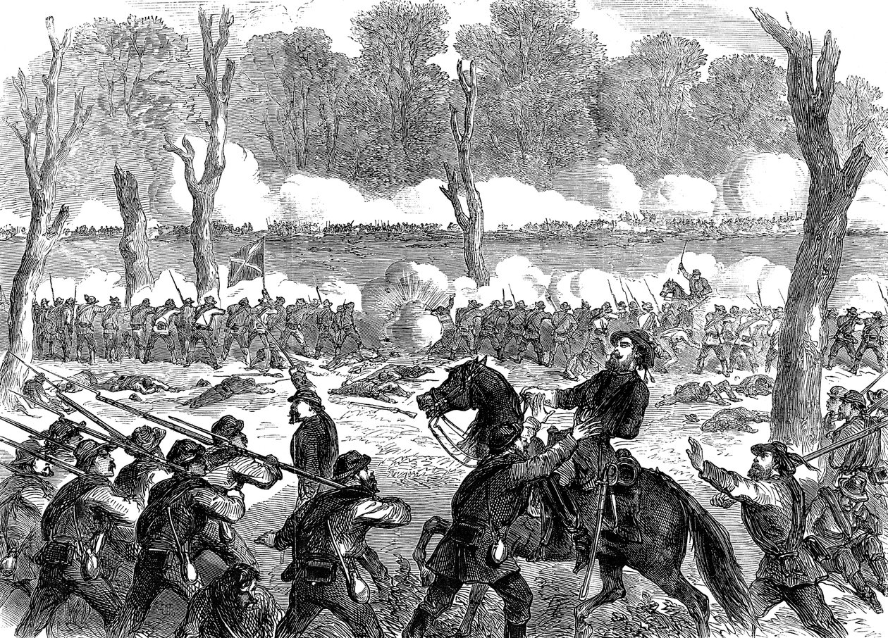 El general confederado Hood herido en la batalla de Chickamauga, Guerra Civil Americana, 1863 de Unbekannt