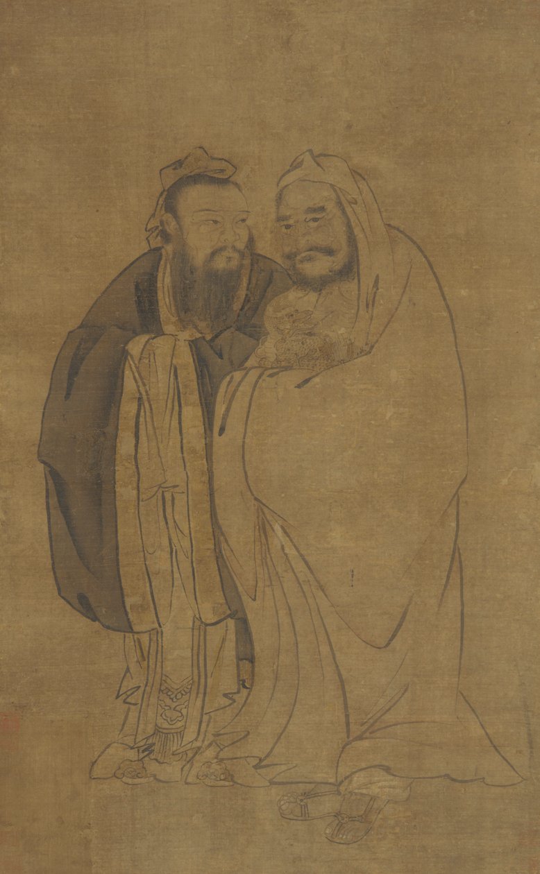 Confucio y Buda acunando un Qilin, dinastía Ming, siglo XV de Unbekannt
