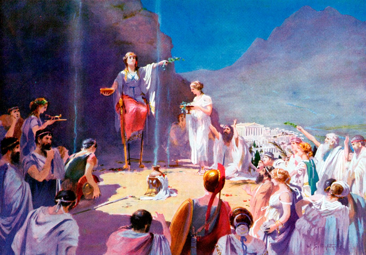Consultando el Oráculo de Delfos, siglo XIX de Unbekannt