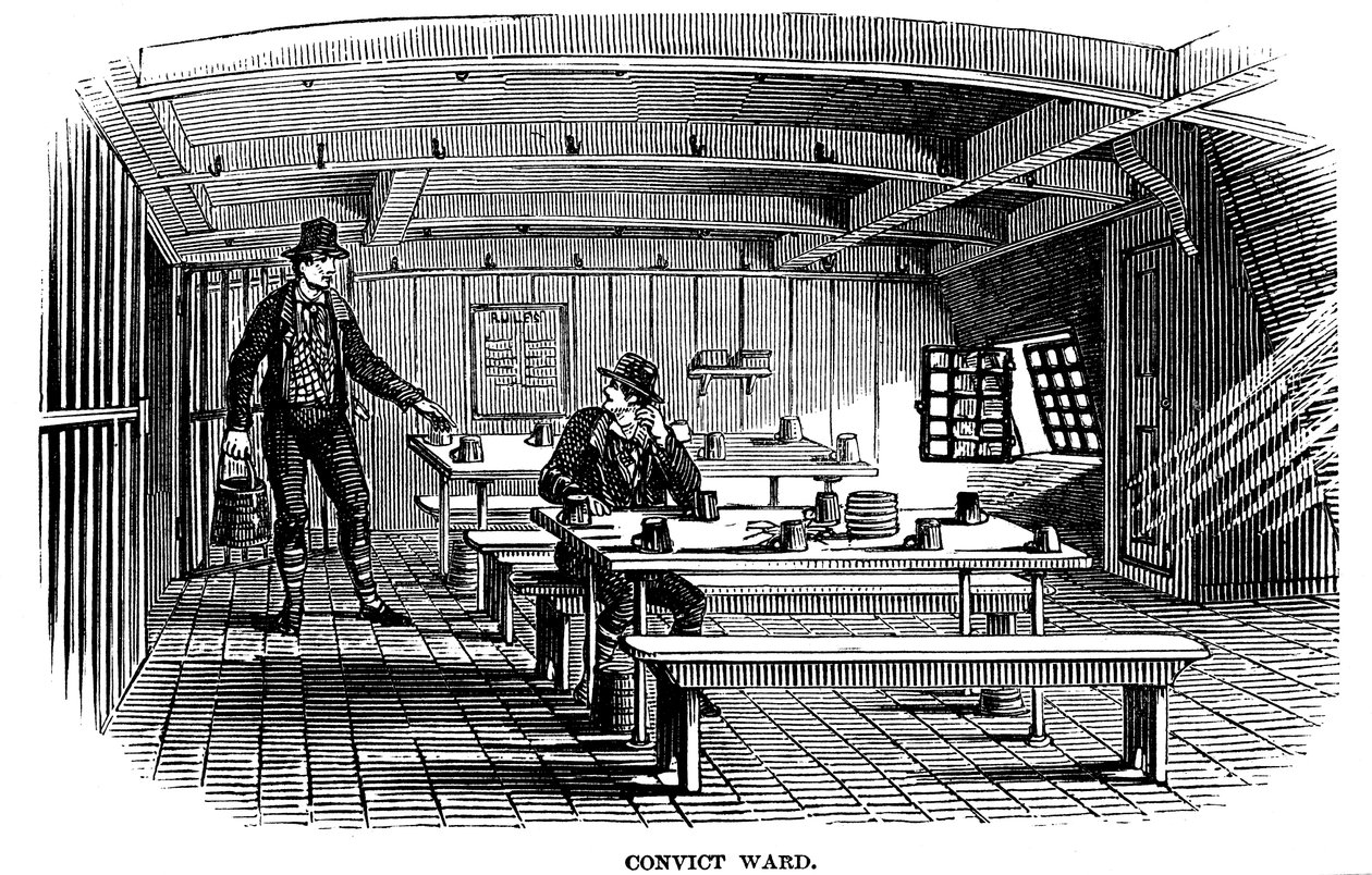 Sala de convictos a bordo del barco prisión Warrior en Woolwich, Londres, 1848 de Unbekannt