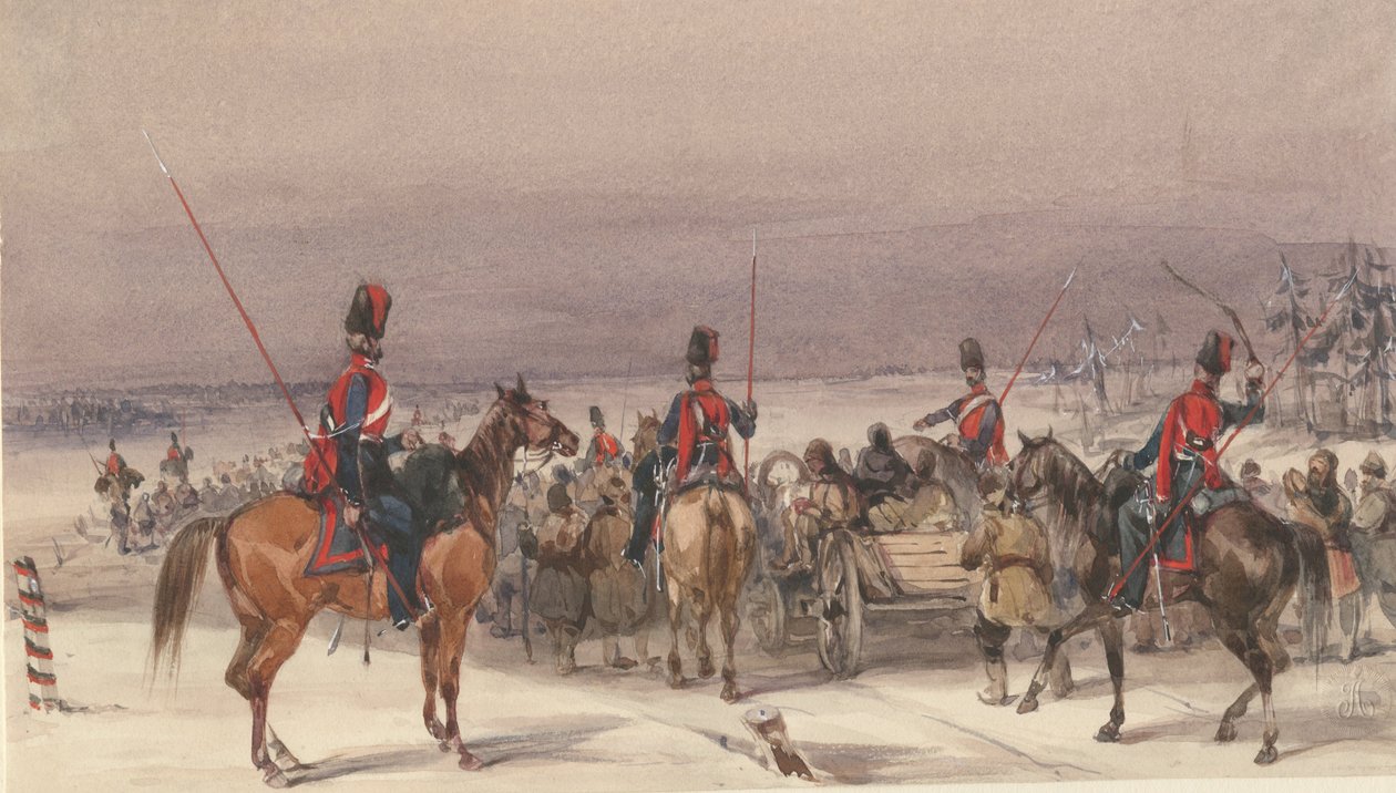 Cosacos escoltando deportados, 1831 de Unbekannt