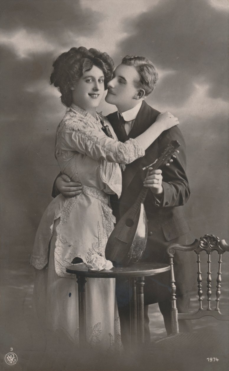 Pareja con mandolina, c. 1910 de Unbekannt