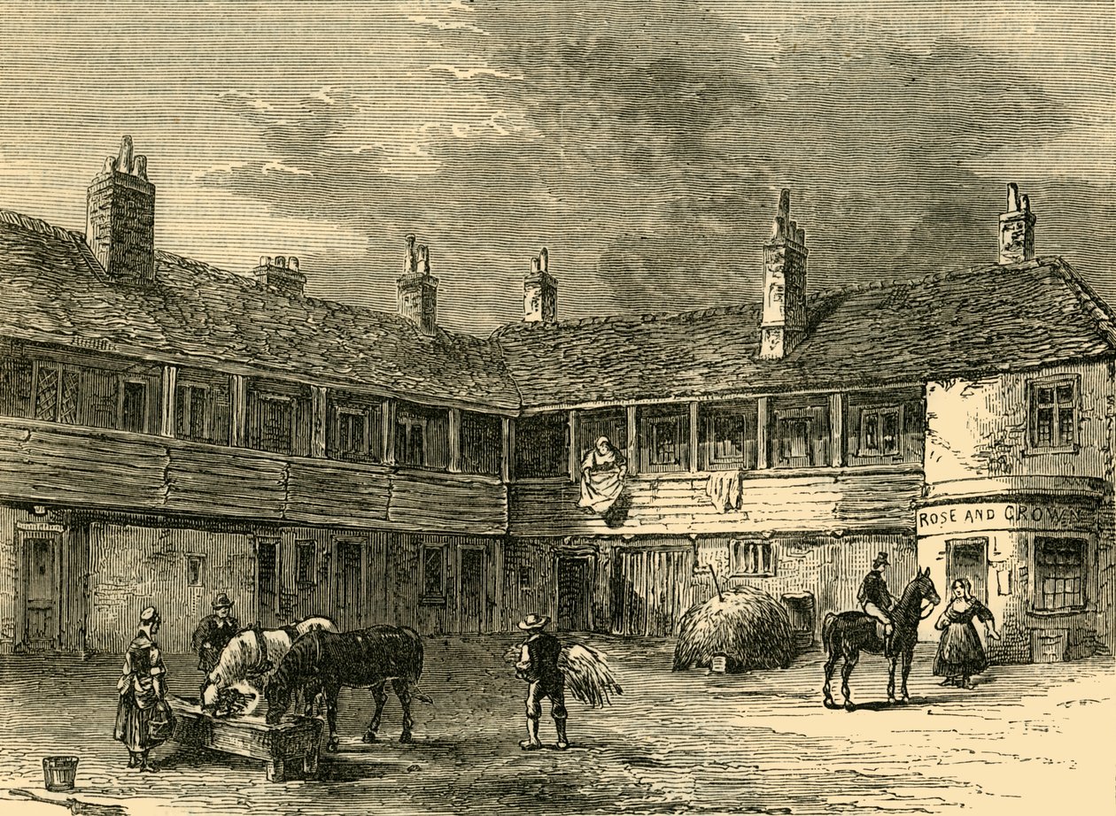 Patio del Rose and Crown, 1820, c1876 de Unbekannt