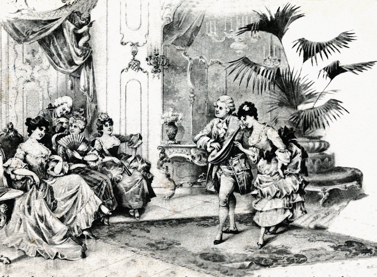 Baile de corte con traje rococó. Circa 1900 de Unbekannt