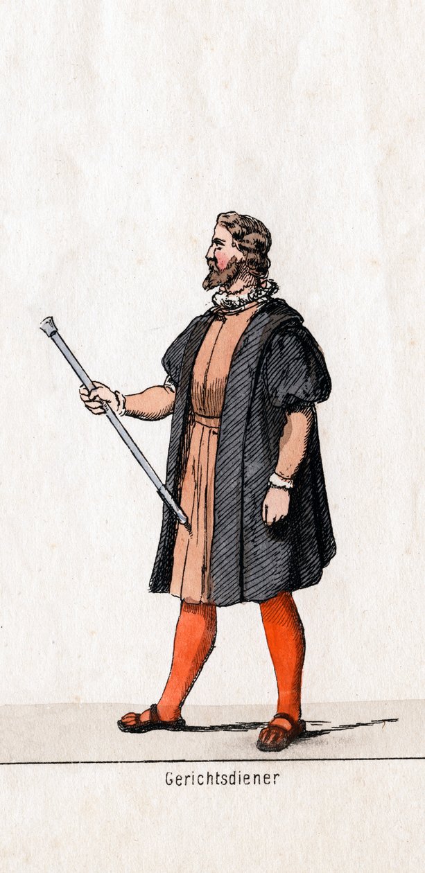 Diseño de vestuario de ujier de la corte para la obra de Shakespeare, Enrique VIII, siglo XIX de Unbekannt