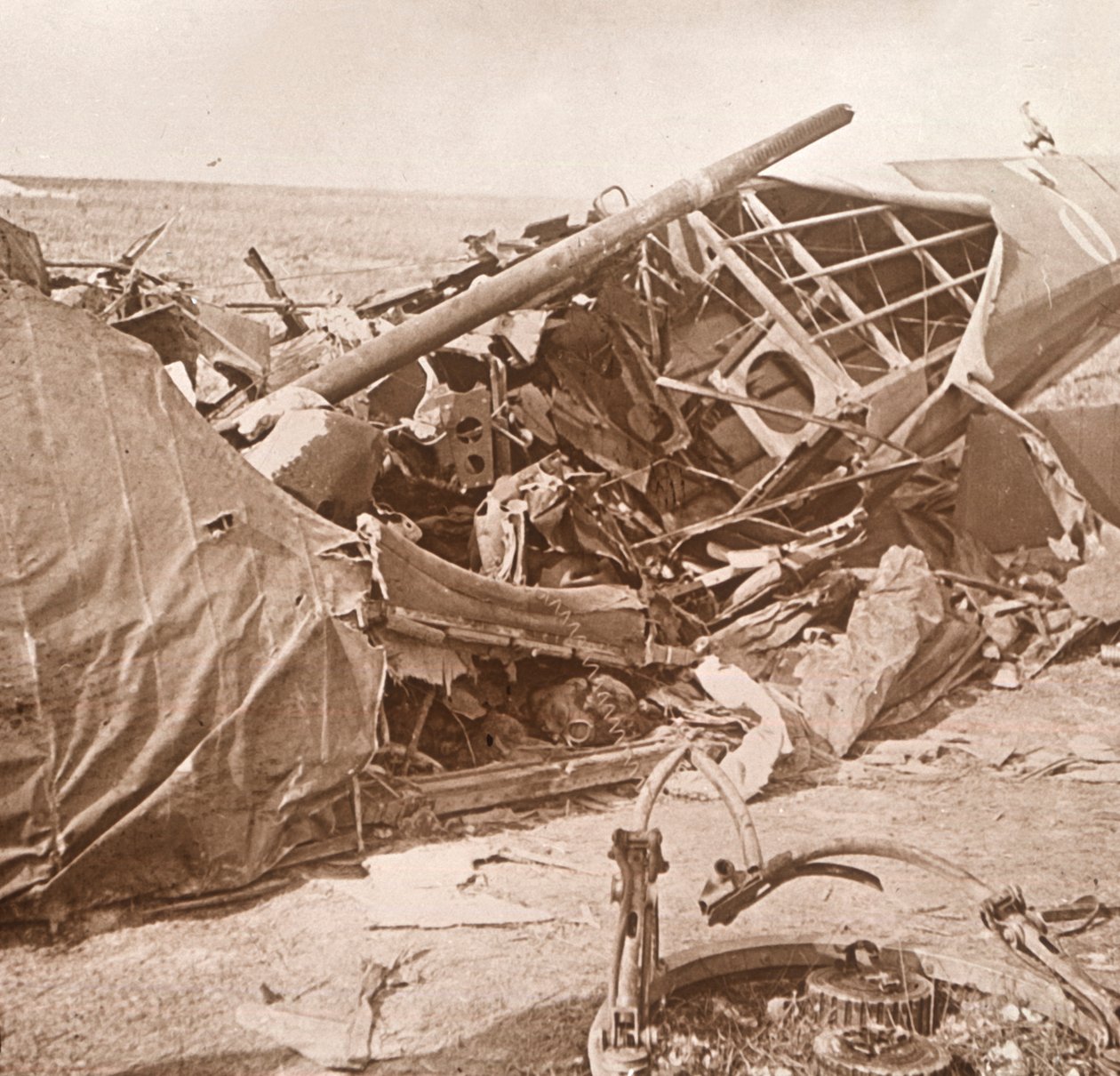 Avión estrellado, Sainte-Marie-à-Py, norte de Francia, c1914-c1918 de Unbekannt