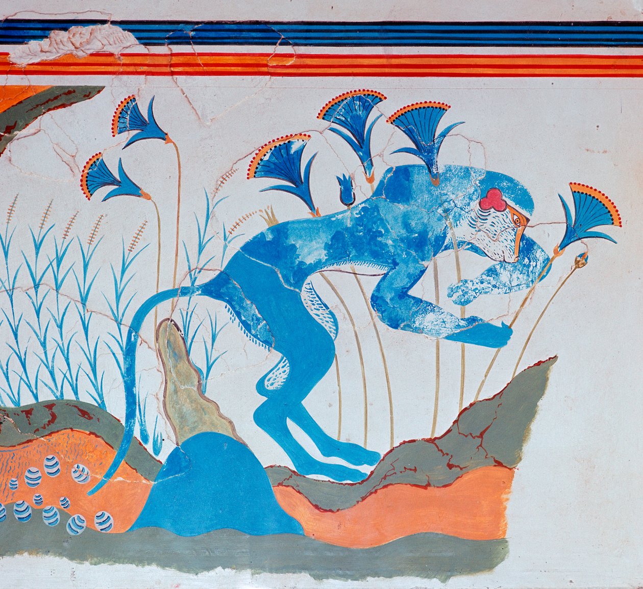 Fresco cretense de un mono y papiro, siglo XVI-XIV a.C. de Unbekannt