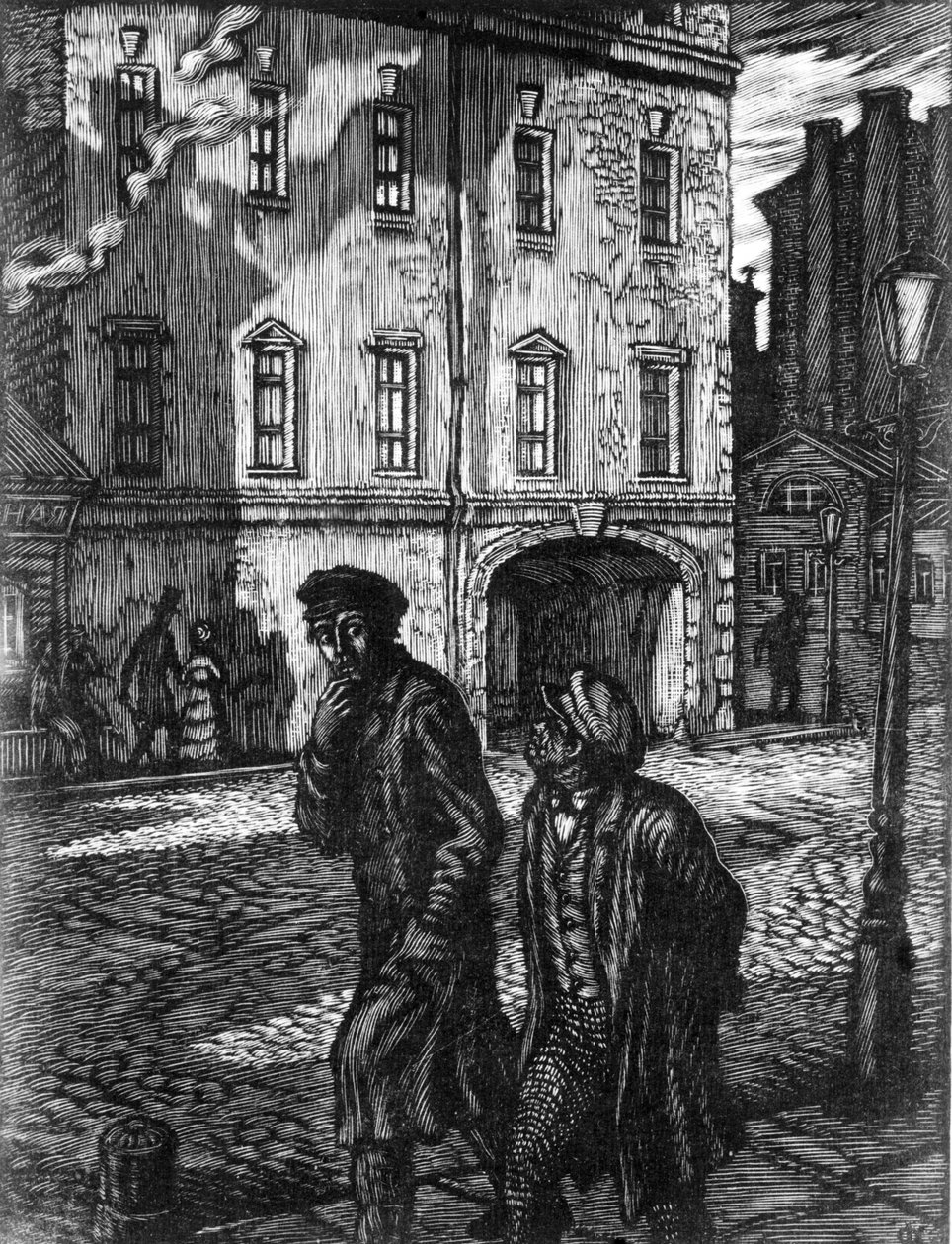 Crimen y castigo, novela de Fyodor Dostoyevsky, ilustración de Feodor Konstantinov (xilografía) de Unbekannt