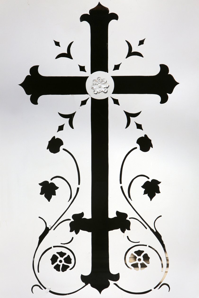 Cruz en la bóveda de una puerta blanca, París, Francia de Unbekannt