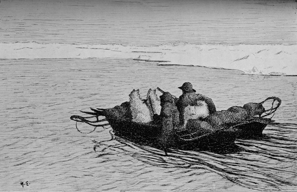 Cruzando una grieta en el hielo, c1893-1896, 1897 de Unbekannt