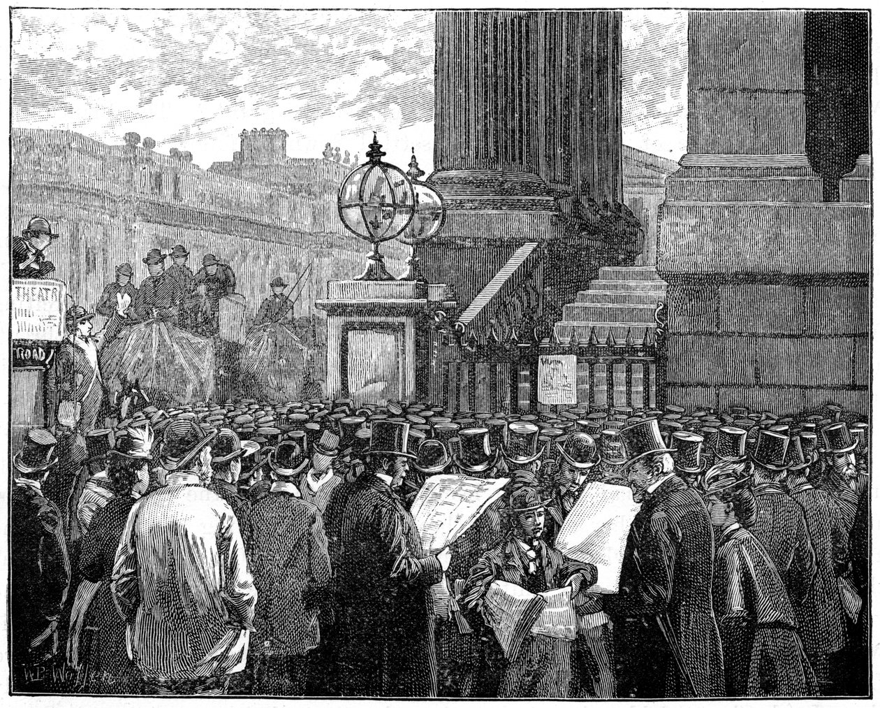 Multitud en la Mansion House leyendo los boletines de la enfermedad del Príncipe de Gales, 1871 1900 de Unbekannt