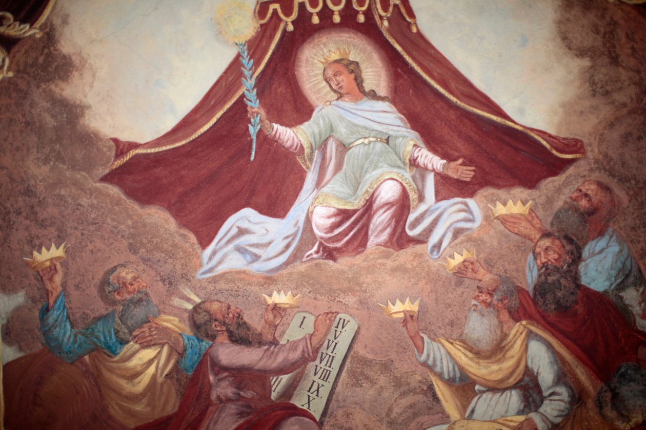 Fresco de la Virgen coronada en la iglesia de Loreto; Praga República Checa de Unbekannt