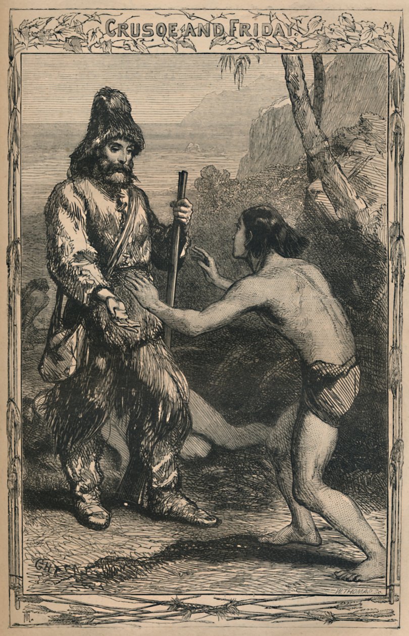 Crusoe y Viernes, c. 1870 de Unbekannt