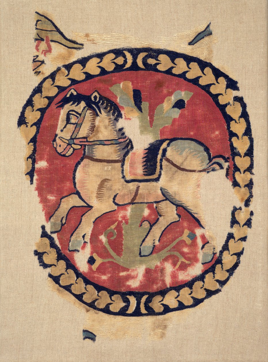 Fragmento de Cortina con Caballo Galopante, 500s de Unbekannt