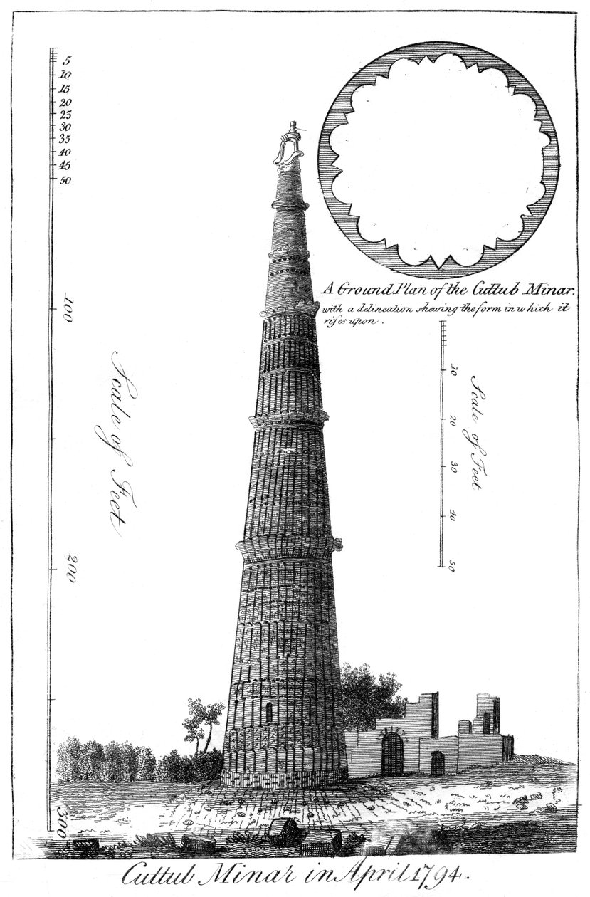 Cuttub Minar en abril de 1794, 1799 de Unbekannt