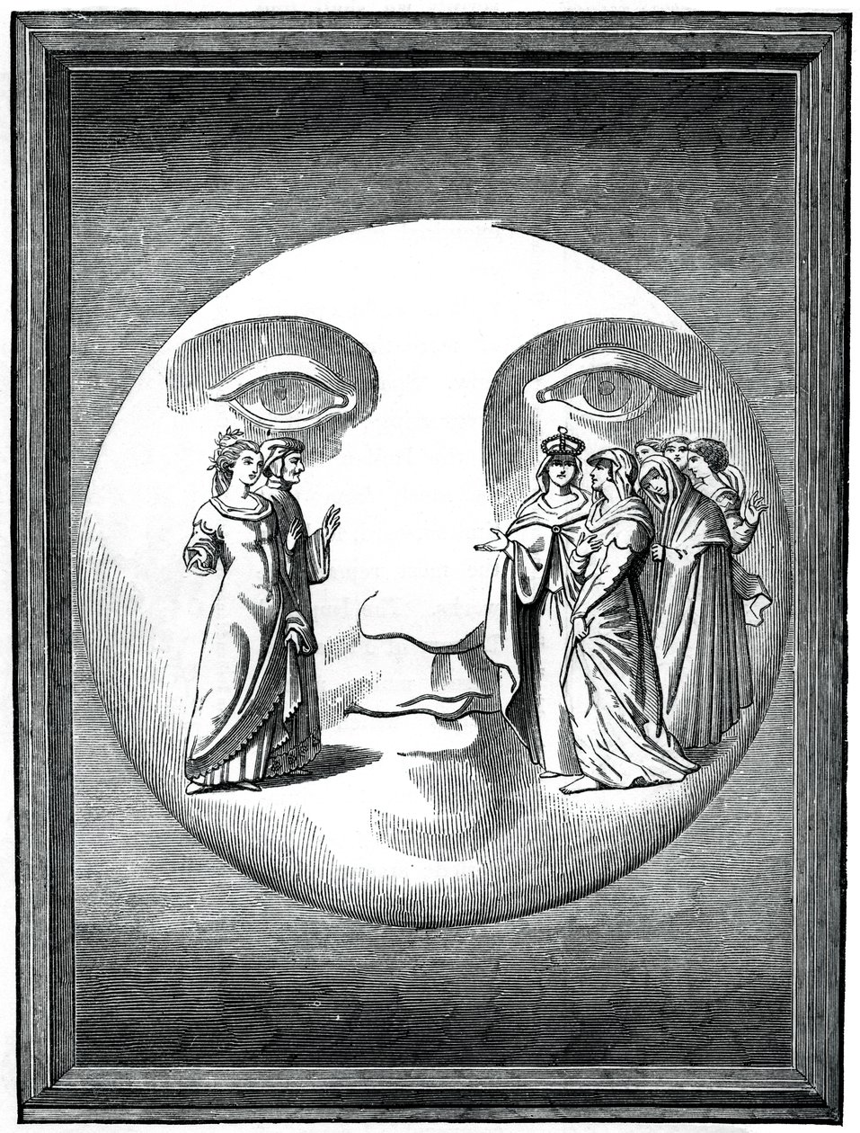 Dante y Beatriz transportados a la luna, siglo XVI 1870 de Unbekannt