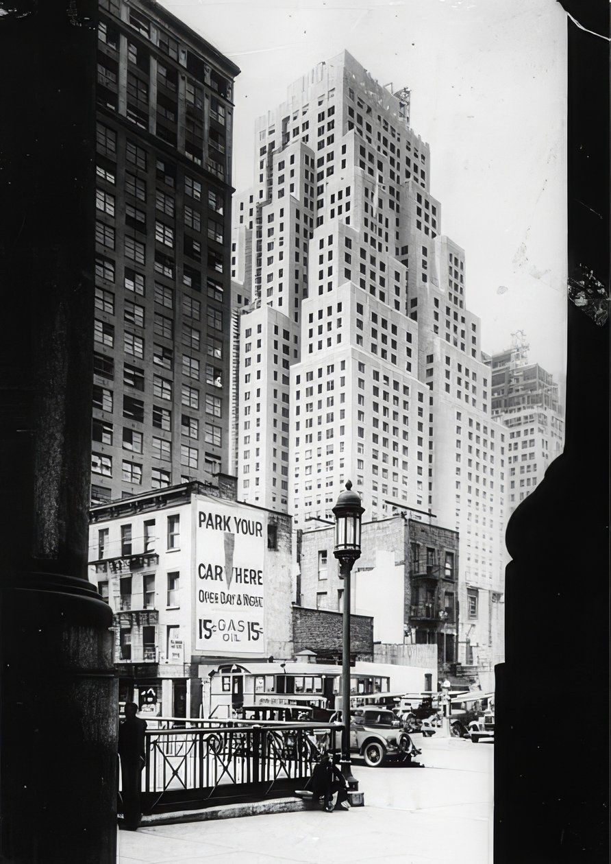 El edificio de 40 pisos de la Standard Oil Company y a la derecha en la imagen la aduana. Nueva York de Unbekannt