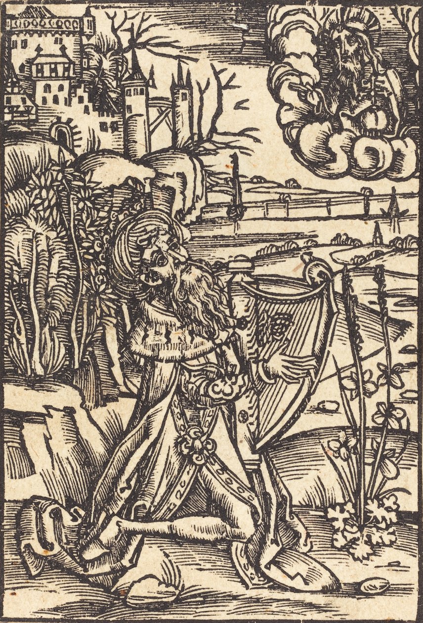 David tocando el arpa, c. 1500 de Unbekannt