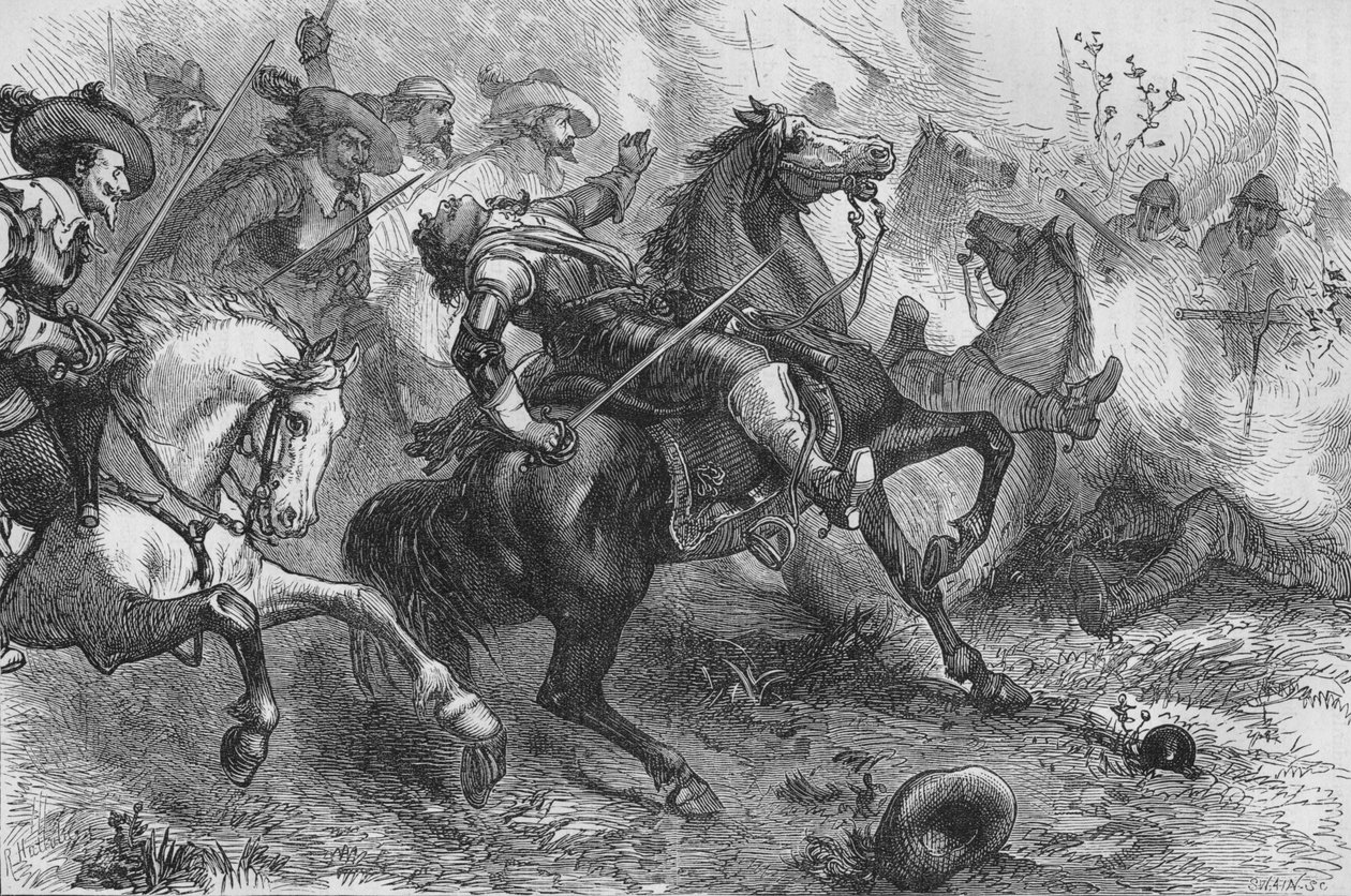 Muerte de Falkland, en Newbury, 20 de septiembre de 1643, c1880 de Unbekannt