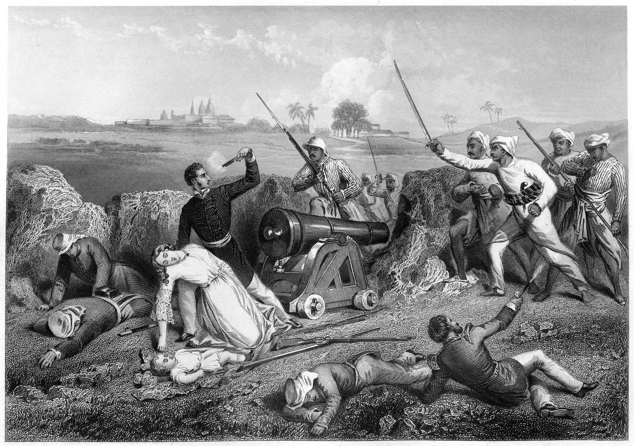 Muerte del Mayor Skene y su esposa en Jhansi, 1857, c1860 de Unbekannt