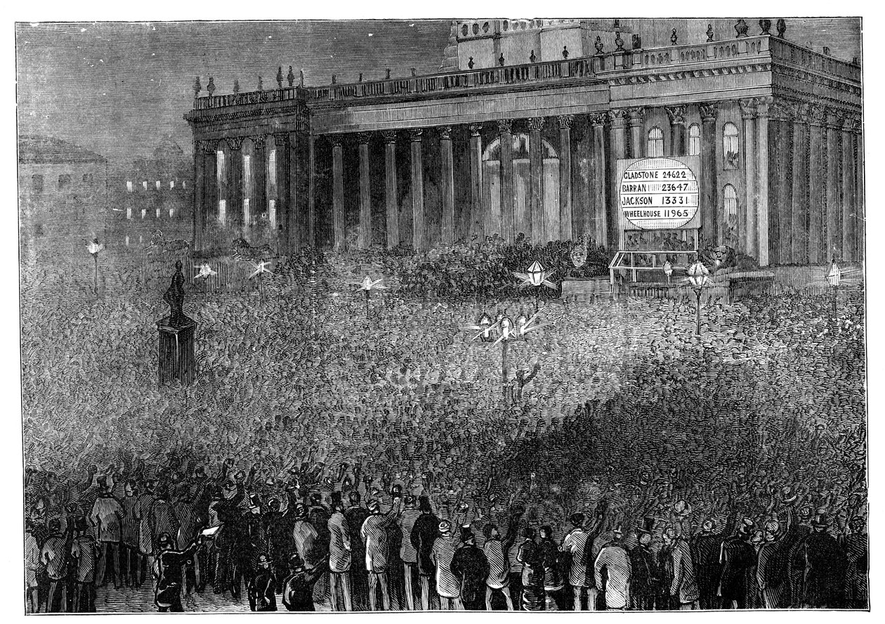 Declaración del resultado de la votación durante las elecciones generales, Leeds, West Yorkshire, 1880 de Unbekannt