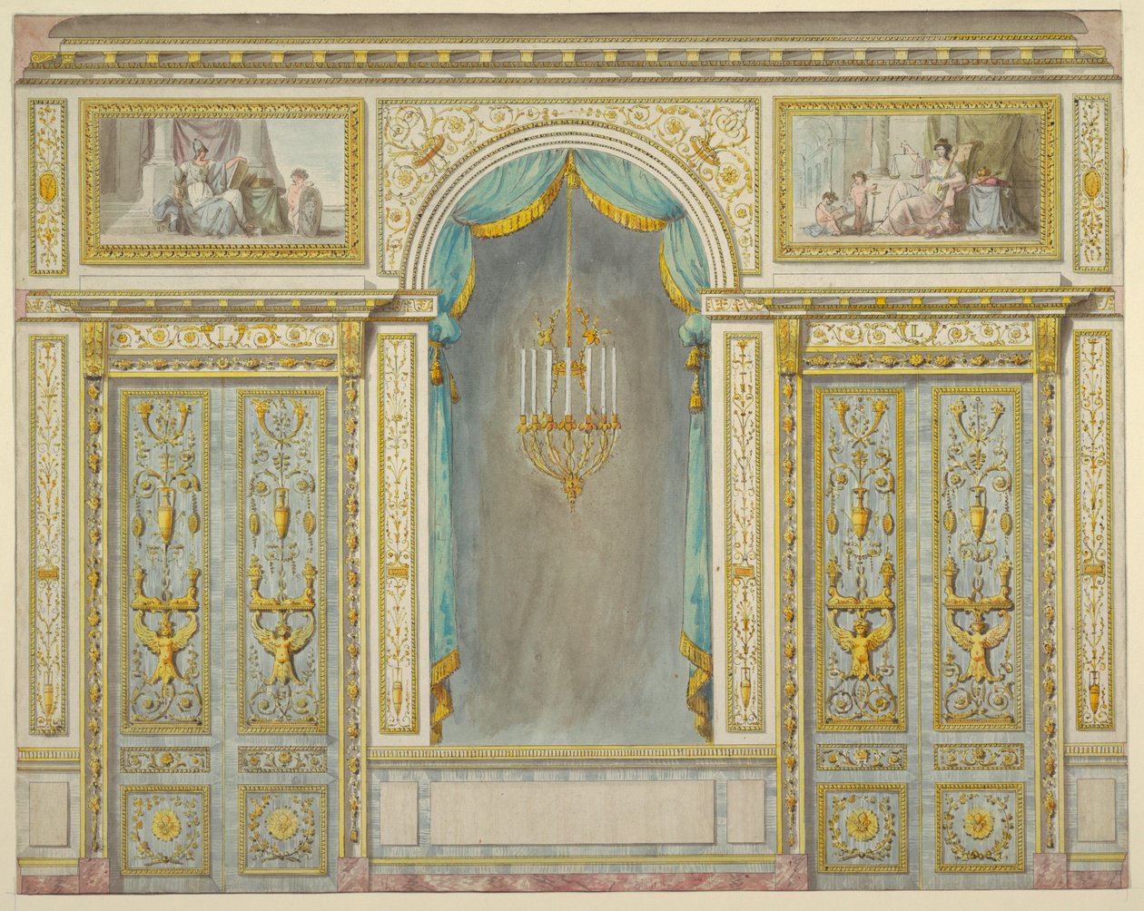 Diseño para la decoración de la pared del apartamento de María Antonieta en el Palacio de Fontainebleau de Unbekannt